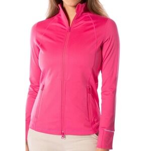Golftini Womens Hot Pink Performance Full Zip Track Jacket Thumbholes Size M